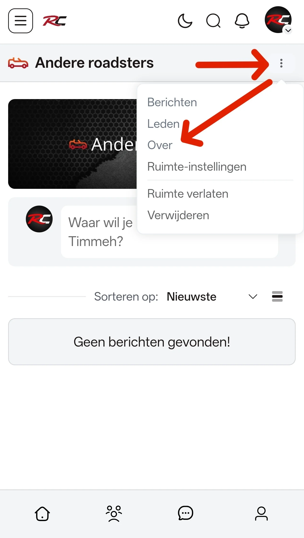 Wist je dat elke ruimte op Roadsterclub een korte toelichting heeft?